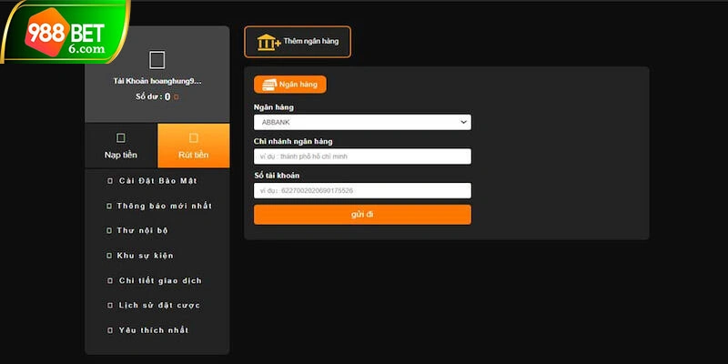Chọn cách rút tiền 988BET thuận tiện